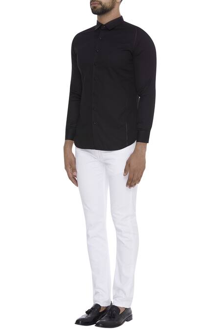 Bloni_Black Classic Collared Shirt_Online_at_Aza_Fashions