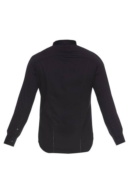 Shop_Bloni_Black Classic Collared Shirt_Online_at_Aza_Fashions