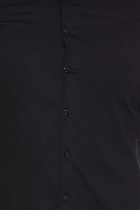 Bloni_Black Classic Collared Shirt_at_Aza_Fashions