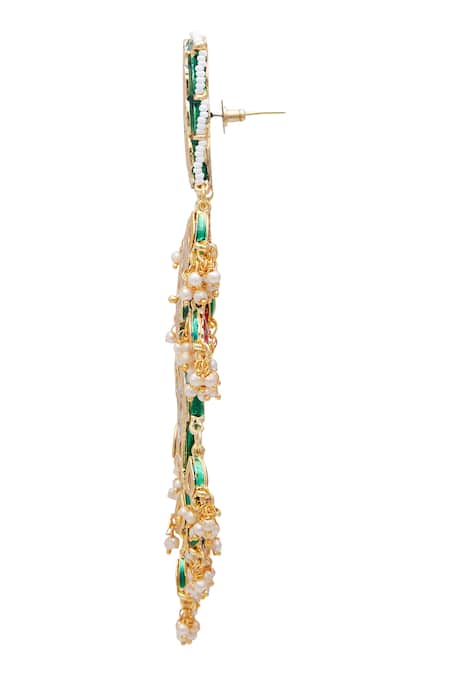 Buy_Just Shradhas_Gold Plated Diamonds, Pearls Kundan Dangler Earrings _Online_at_Aza_Fashions