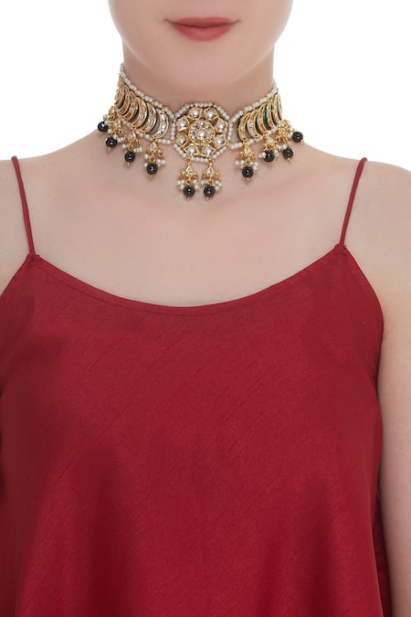 Just Shradhas Handcrafted Pearl Choker Necklace 