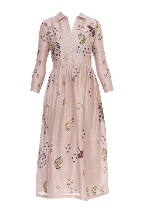 Avinash Tomar_Peach Hand Embroidered Dress_Online_at_Aza_Fashions