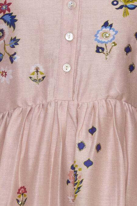 Buy_Avinash Tomar_Peach Hand Embroidered Dress_Online_at_Aza_Fashions