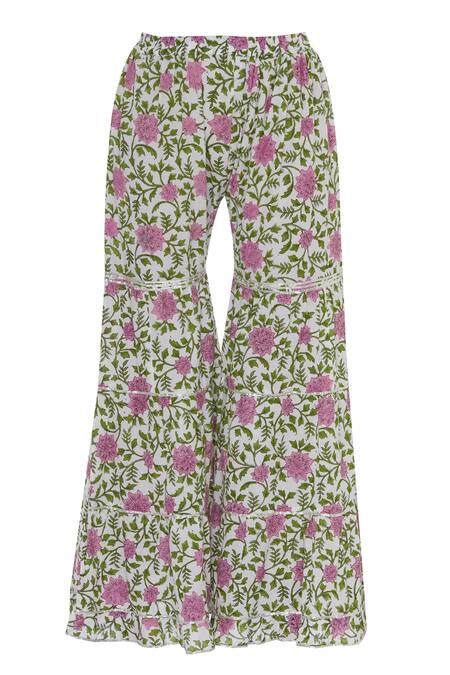 Shop_Kunwarani Ritu_White Chanderi Gota Patti Embroidered Zardozi Kurta Sharara Set  _Online_at_Aza_Fashions