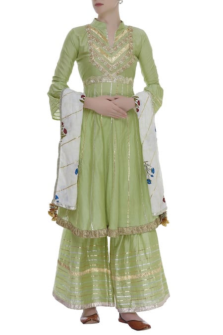 Kunwarani Ritu Embroidered anarkali kurta sharara set 