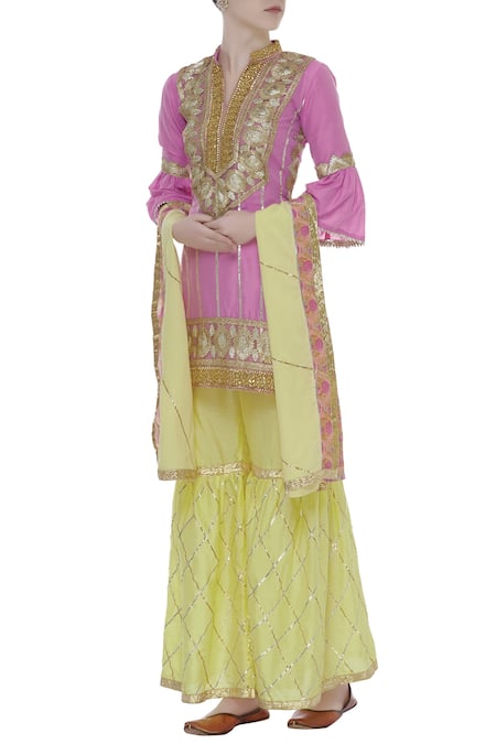 Kunwarani Ritu Embroidered Kurta Sharara Set 