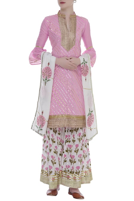 Kunwarani Ritu Gota embroidered kurta sharara set 