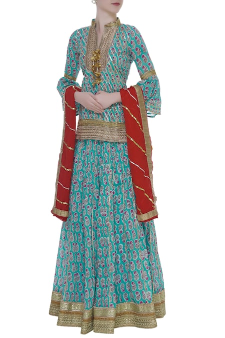 Kunwaraniritu Gota embroidered printed kurta lehenga set 