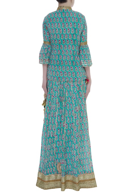 Kunwarani Ritu Gota embroidered printed kurta lehenga set 