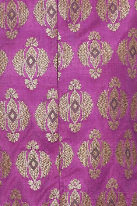 Buy_Vishwa By Pinki Sinha_Purple Brocade Silk Tunic With Front Slit_Online_at_Aza_Fashions
