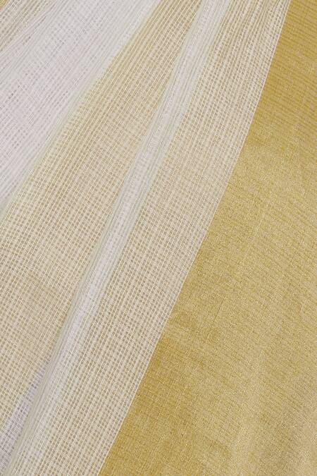 Talat Kazmi_Ivory Embroidered Saree And Unstitched Blouse_at_Aza_Fashions