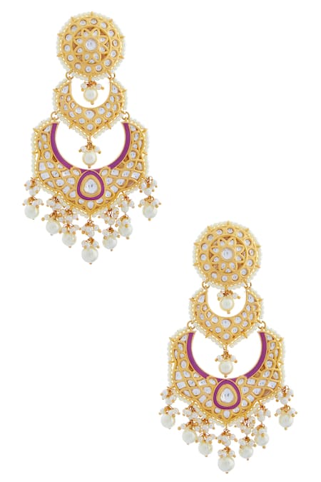 Moh-Maya by Disha Khatri Gold Plated Kundan Tiered Danglers