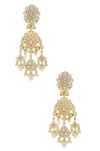 Shop Moh-Maya By Disha Khatri Gold Plated Pearls, Metallic Thread Meenakari Kundan Choker Set at Aza Fashions Shop_Moh-Maya By Disha Khatri_Gold Plated Pearls, Metallic Thread Meenakari Kundan Choker Set _at_Aza_Fashions