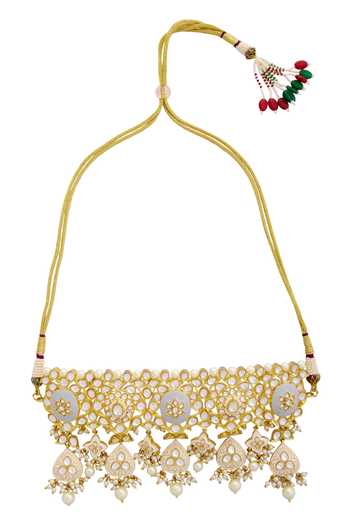Moh-Maya By Disha Khatri Gold Plated Pearls, Metallic Thread Meenakari Kundan Choker Set Online at Aza Fashions Moh-Maya By Disha Khatri_Gold Plated Pearls, Metallic Thread Meenakari Kundan Choker Set _Online_at_Aza_Fashions