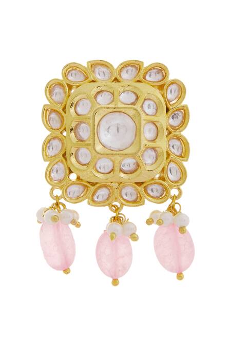 Buy_Moh-Maya By Disha Khatri_Gold Plated Pearls, Beads, Diamonds Kundan Choker Set _Online_at_Aza_Fashions