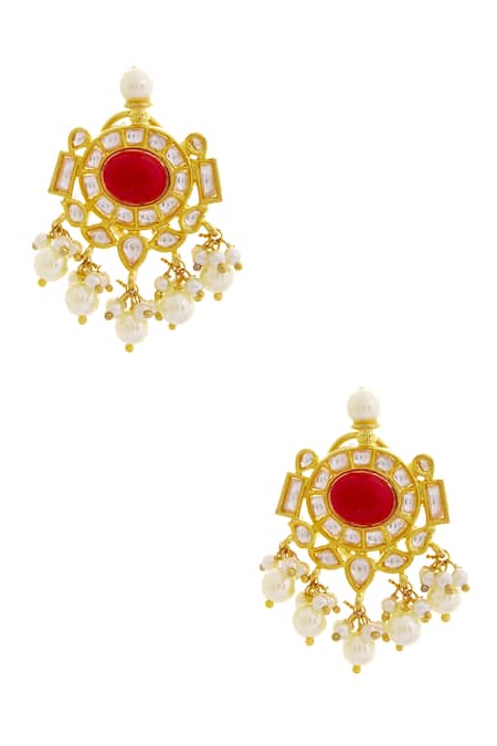 Shop Moh-Maya By Disha Khatri Gold Plated Crystals, Pearls, Stones Choker Set at Aza Fashions Shop_Moh-Maya By Disha Khatri_Gold Plated Crystals, Pearls, Stones Choker Set _at_Aza_Fashions