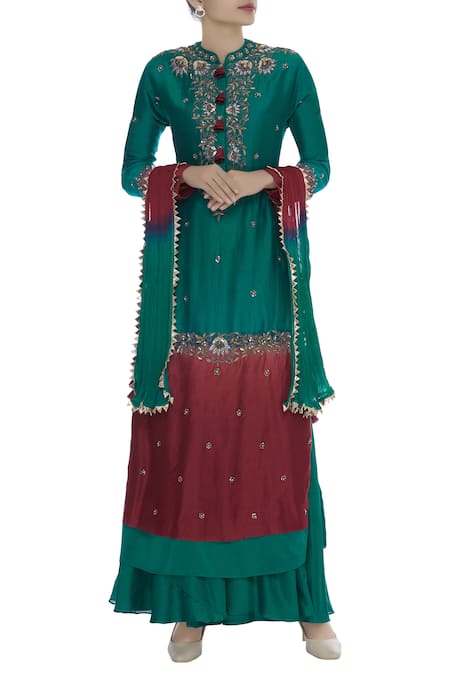 Aksh Green Kurta Lehenga Set