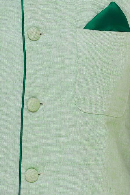 Buy_Adorn His By Tushi And Vaibhav_Green Bandhgala With Dori Piping_Online_at_Aza_Fashions