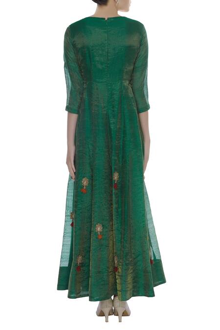 Shop O Layla Green Zardosi Embroidered Anarkali Kurta With Dupatta at Aza Fashions Shop_O Layla_Green Zardosi Embroidered Anarkali Kurta With Dupatta_at_Aza_Fashions