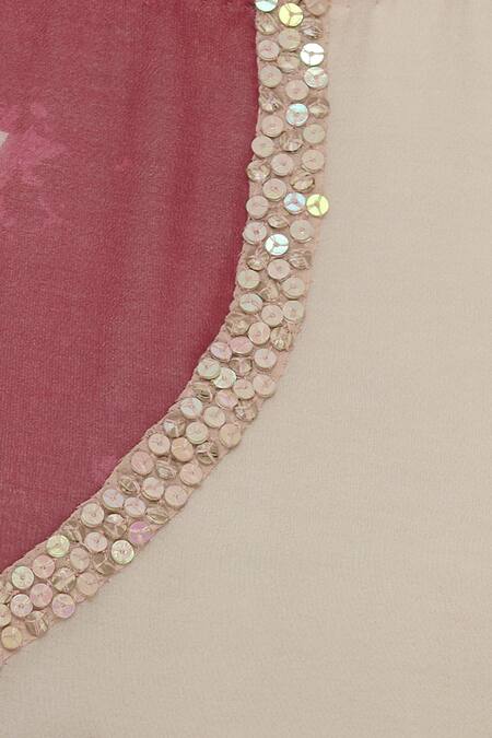 Buy_Arpan Vohra_Beige Georgette Round Sequin Embellished Dress _Online_at_Aza_Fashions