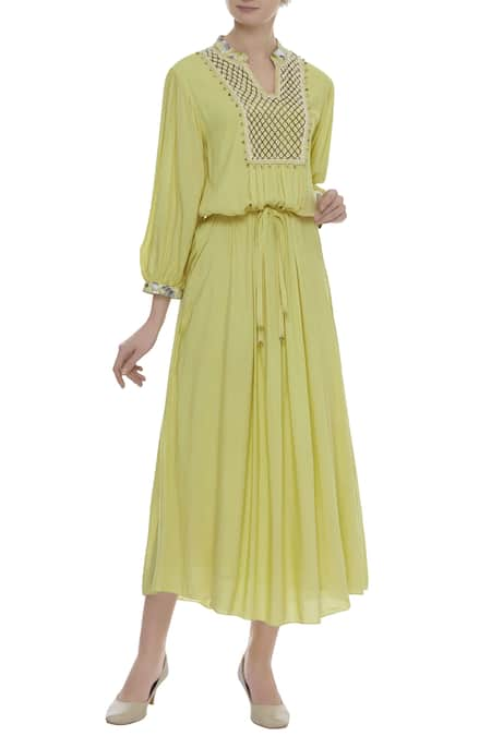 ARPAN VOHRA Embroidered pleated maxi dress 