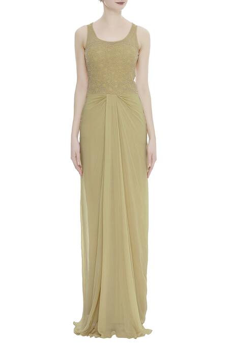 Arpan Vohra Gold Embroidered Sleeveless Gown Online at Aza Fashions Arpan Vohra_Gold Embroidered Sleeveless Gown _Online_at_Aza_Fashions