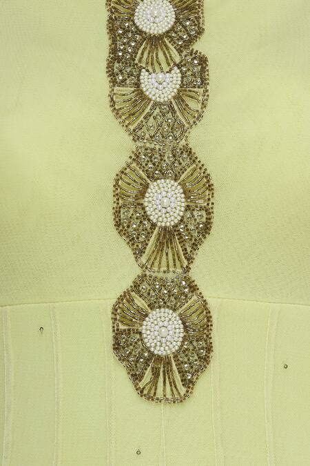 Buy Arpan Vohra Yellow Tulle Cutdana, Sequin, Bead Round Embroidered Anarkali Online at Aza Fashions Buy_Arpan Vohra_Yellow Tulle Cutdana, Sequin, Bead Round Embroidered Anarkali _Online_at_Aza_Fashions