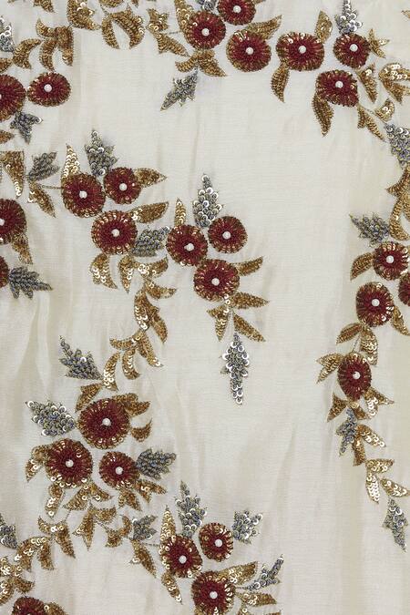 Joy Mitra Ivory Floral Embroidered Kurta Lehenga Set at Aza Fashions Joy Mitra_Ivory Floral Embroidered Kurta Lehenga Set _at_Aza_Fashions