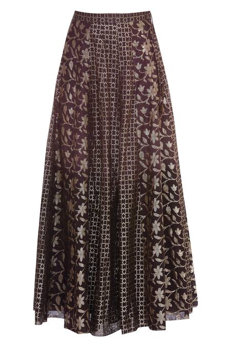 Buy Joy Mitra Brown Bead Embroidered Kurta Lehenga Set Online at Aza Fashions Buy_Joy Mitra_Brown Bead Embroidered Kurta Lehenga Set _Online_at_Aza_Fashions