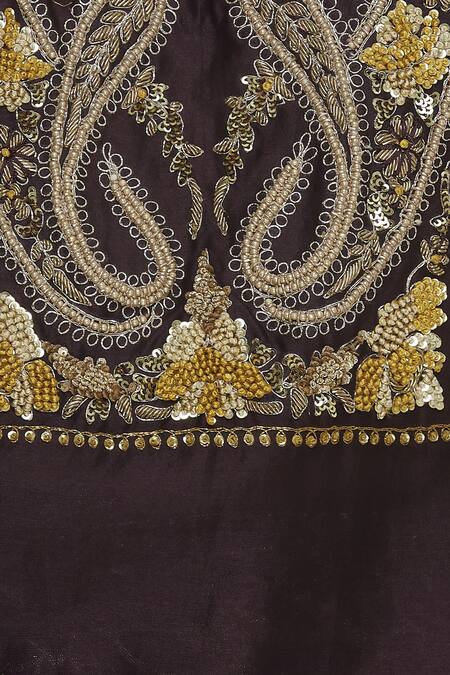 Shop Joy Mitra Brown Bead Embroidered Kurta Lehenga Set Online at Aza Fashions Shop_Joy Mitra_Brown Bead Embroidered Kurta Lehenga Set _Online_at_Aza_Fashions