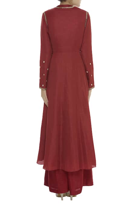 Shop Joy Mitra Floral Sequin Embroidered Kurta Palazzo Set at Aza Fashions Shop_Joy Mitra_Floral Sequin Embroidered Kurta Palazzo Set _at_Aza_Fashions