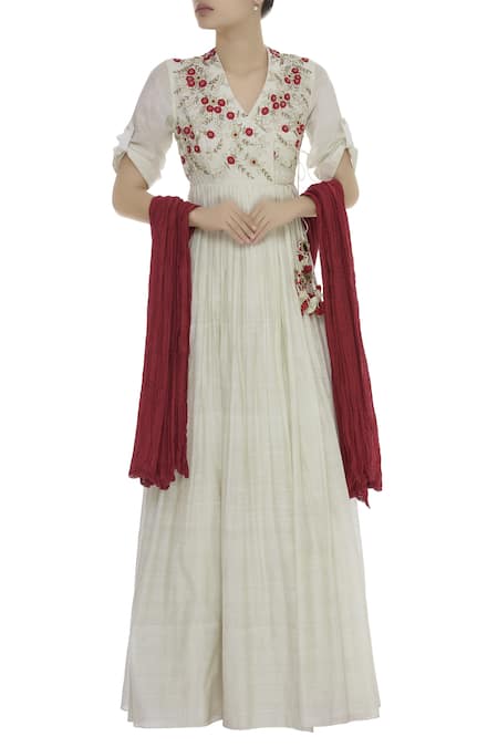 Joy Mitra Angrakha Kurta With Lehenga & Dupatta  