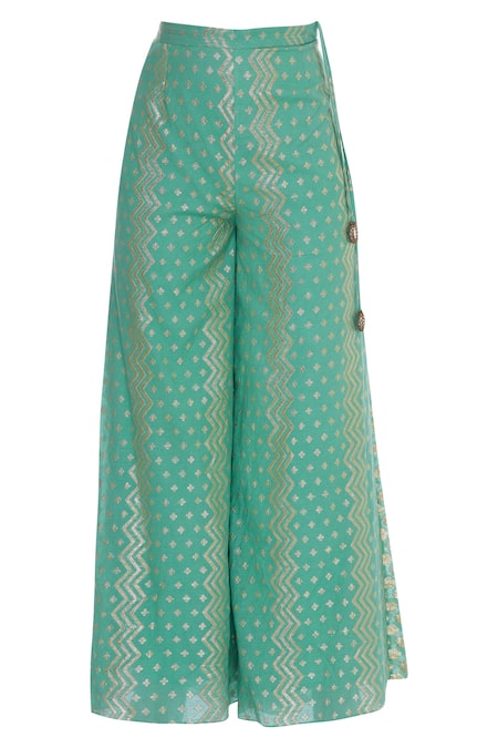 Buy Joy Mitra Green Floral Embroidered Anarkali With Palazzos Online at Aza Fashions Buy_Joy Mitra_Green Floral Embroidered Anarkali With Palazzos _Online_at_Aza_Fashions