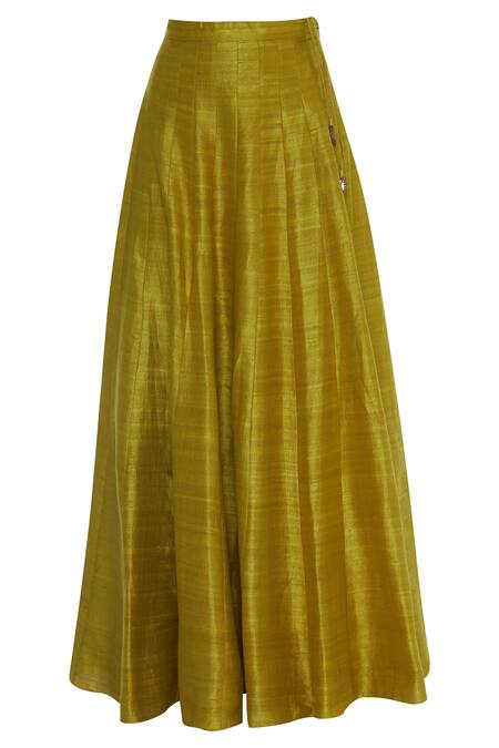 Buy_Joy Mitra_Cream Front Slit Embroidered Kurta Lehenga Set _Online_at_Aza_Fashions