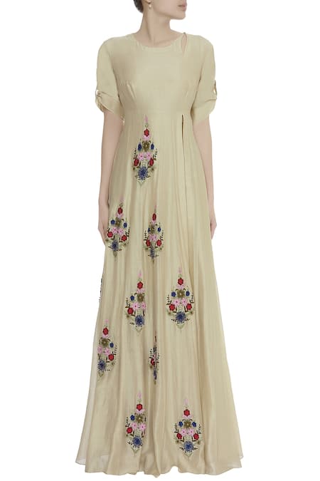 Joy Mitra Cream Embroidered Kurta Lehenga Set Online at Aza Fashions Joy Mitra_Cream Embroidered Kurta Lehenga Set _Online_at_Aza_Fashions