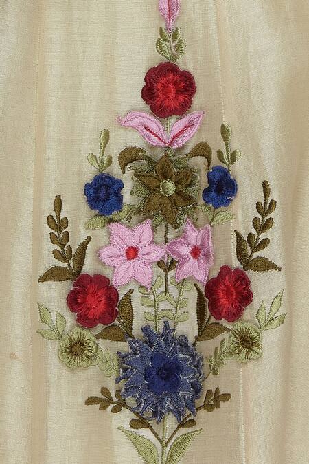 Shop Joy Mitra Cream Embroidered Kurta Lehenga Set Online at Aza Fashions Shop_Joy Mitra_Cream Embroidered Kurta Lehenga Set _Online_at_Aza_Fashions