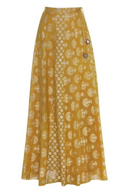 Buy Joy Mitra Yellow Front Slit Kurta With Lehenga And Dupatta Online at Aza Fashions Buy_Joy Mitra_Yellow Front Slit Kurta With Lehenga And Dupatta _Online_at_Aza_Fashions