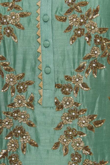 Joy Mitra_Gold Embroidered Kurta Lehenga Set _at_Aza_Fashions