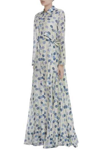 Niki Mahajan_White Cotton Silk Embellished Dress_Online_at_Aza_Fashions