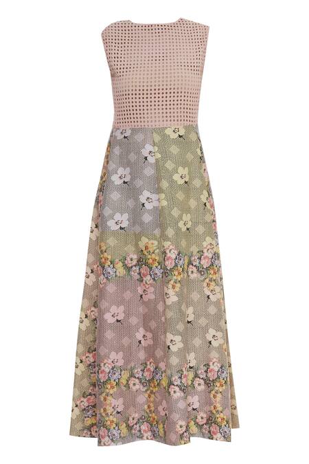 Shop_Niki Mahajan_Multi Color Cutout Floral Print Dress_Online_at_Aza_Fashions