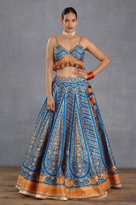 Torani Blue , Organza, Brocade Tassels, Rang Shyam Hayat Bridal Lehenga Set at Aza Fashions Torani_Blue , Organza, Brocade Tassels, Rang Shyam Hayat Bridal Lehenga Set _at_Aza_Fashions