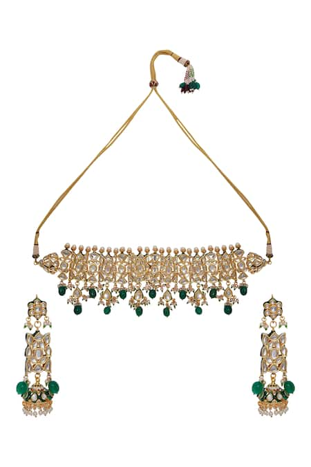 Posh by Rathore Gold Plated Kundan Choker Necklace And Earring Set