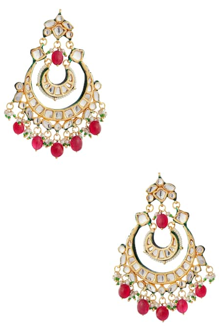 Posh by Rathore Gold Plated Kundan Chandbali Earrings