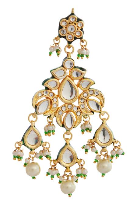 Posh By Rathore_Gold Plated Kundan Dangler Earrings _Online_at_Aza_Fashions