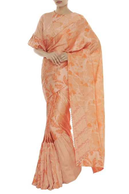 Shagun Manchanda Linen Block Print Saree 