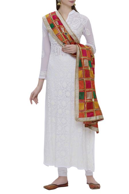 Samyukta Singhania_Multi Color Cotton Phulkari Dupatta_Online_at_Aza_Fashions