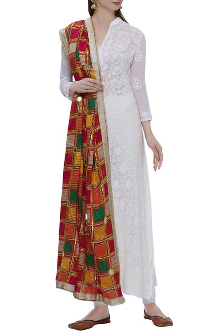 Buy_Samyukta Singhania_Multi Color Cotton Phulkari Dupatta_Online_at_Aza_Fashions