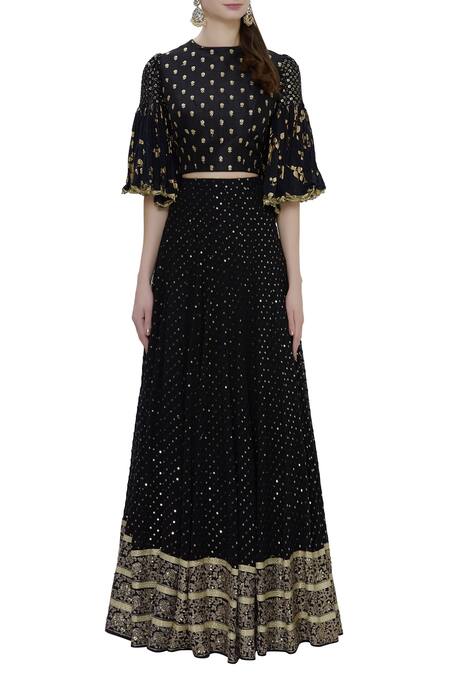 Vikram Phadnis_Black Embroidered Lehenga Set_Online_at_Aza_Fashions