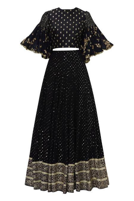 Buy_Vikram Phadnis_Black Embroidered Lehenga Set_Online_at_Aza_Fashions