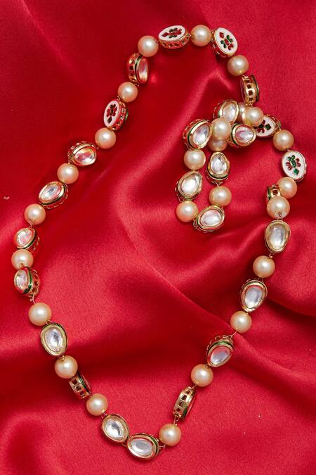 Just Shradhas Gold Plated Stone Long Necklace Online at Aza Fashions Just Shradhas_Gold Plated Stone Long Necklace _Online_at_Aza_Fashions